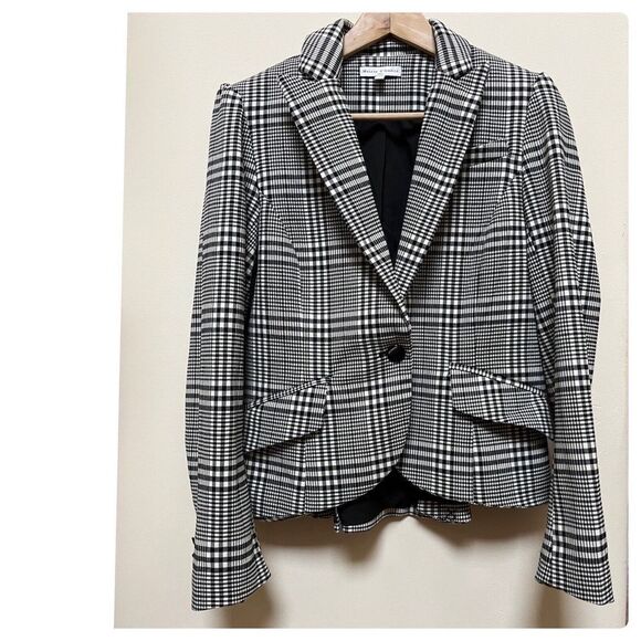 Maison d' Amelie Gingham Plaid One Button Pocket Blazer Size Medium - Picture 3 of 16
